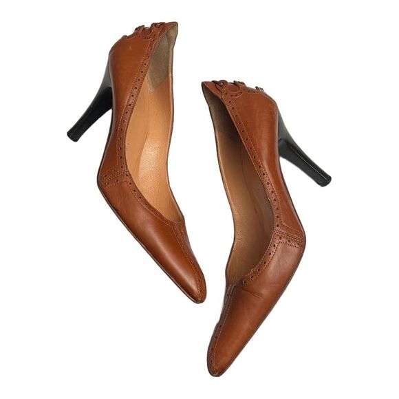 Giuseppe Zanotti VICINI Leather Stiletto Heels Womens Sz 6.5 Tan Luxury Designer - Picture 8 of 16